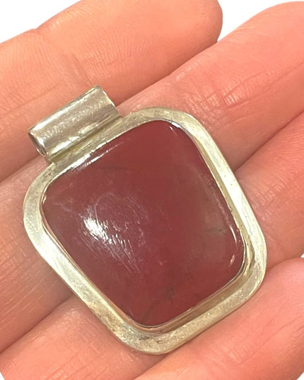 Vintage sterling silver 925 Red Jasper necklace Pendant ATI Mexico