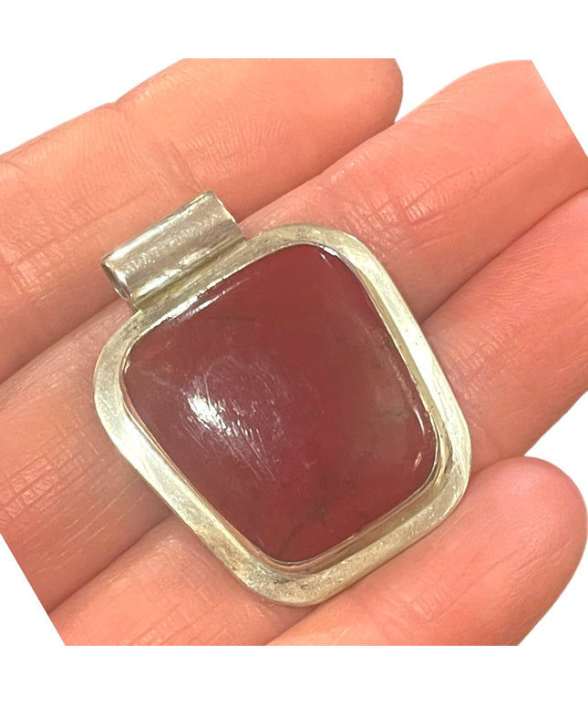 Vintage sterling silver 925 Red Jasper necklace Pendant ATI Mexico