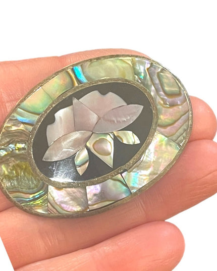 Vintage Silver alpaca Mexico flower brooch