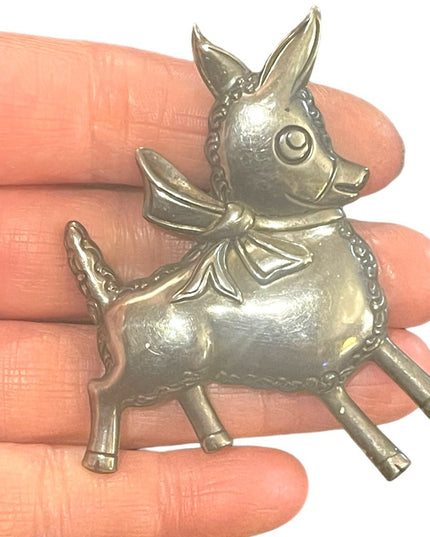 Vintage 1930s Truart Sterling silver 925  donkey large brooch