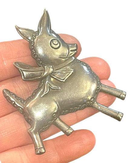 Vintage 1930s Truart Sterling silver 925  donkey large brooch