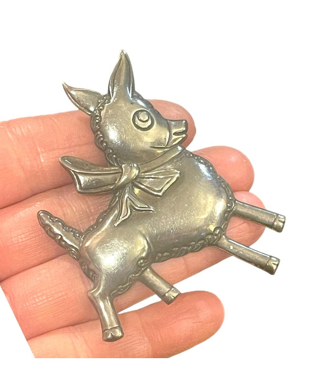 Vintage 1930s Truart Sterling silver 925  donkey large brooch