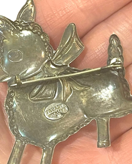 Vintage 1930s Truart Sterling silver 925  donkey large brooch