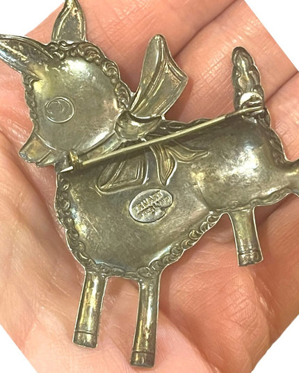 Vintage 1930s Truart Sterling silver 925  donkey large brooch