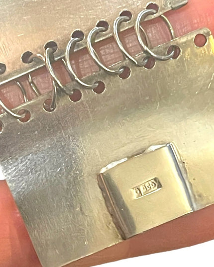 Vintage 800 Silver story book chunky link panel bracelet Latin Columbian