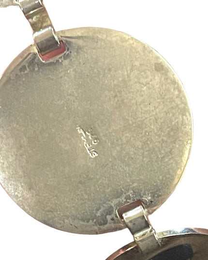 Vintage sterling silver Mexico Mayan Aztec Calendar disk link bracelet