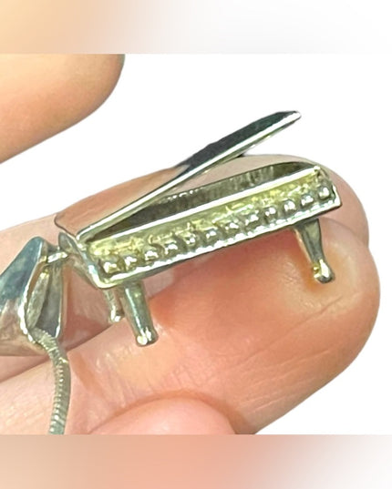 Vintage Mid century Taxco Mexico LG Grand piano necklace & Pendant sterling 925