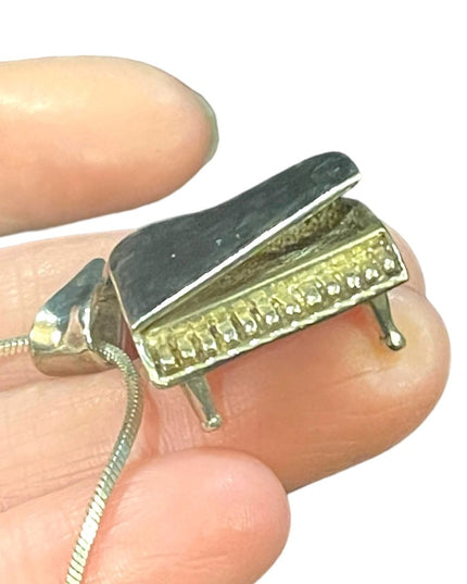 Vintage Mid century Taxco Mexico LG Grand piano necklace & Pendant sterling 925