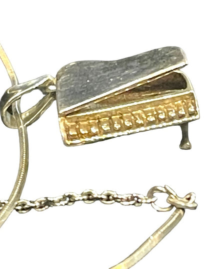 Vintage Mid century Taxco Mexico LG Grand piano necklace & Pendant sterling 925