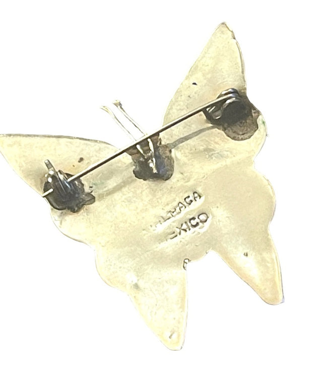 Lovely Vintage Alpaca Mexico Abalone fancy butterfly brooch