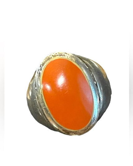 Vintage sterling silver 925 Jasper stone chunky large dome ring
