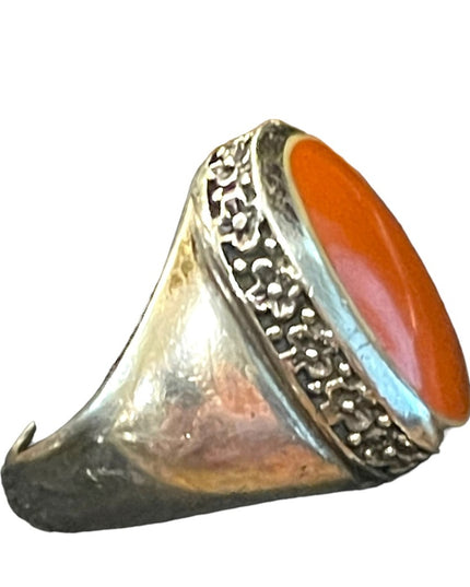Vintage sterling silver 925 Jasper stone chunky large dome ring