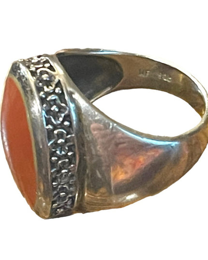 Vintage sterling silver 925 Jasper stone chunky large dome ring