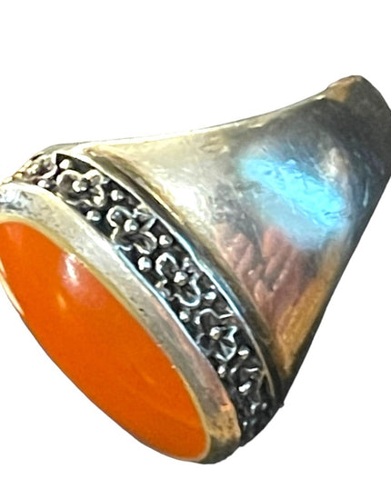 Vintage sterling silver 925 Jasper stone chunky large dome ring
