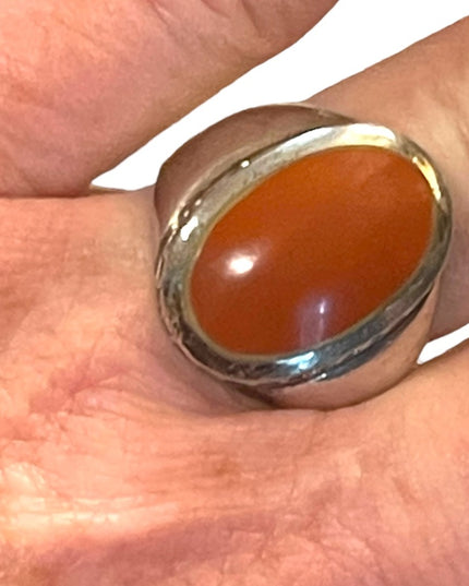 Vintage sterling silver 925 Jasper stone chunky large dome ring