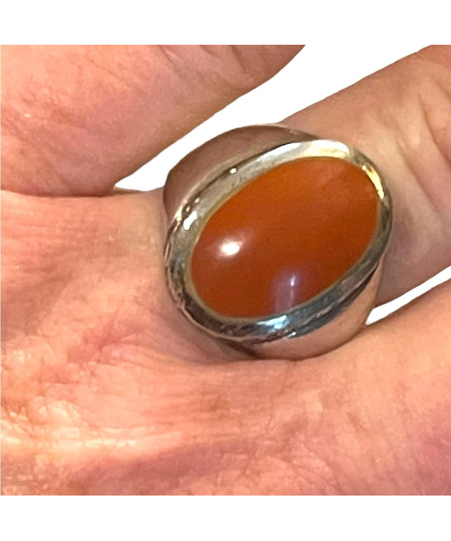 Vintage sterling silver 925 Jasper stone chunky large dome ring