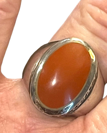 Vintage sterling silver 925 Jasper stone chunky large dome ring