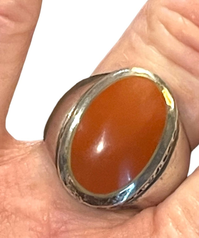 Vintage sterling silver 925 Jasper stone chunky large dome ring