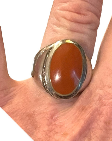 Vintage sterling silver 925 Jasper stone chunky large dome ring