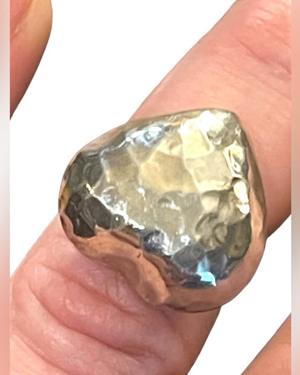 Vintage Taxco Mexico Artisan large hammered heart ring Sterling 925
