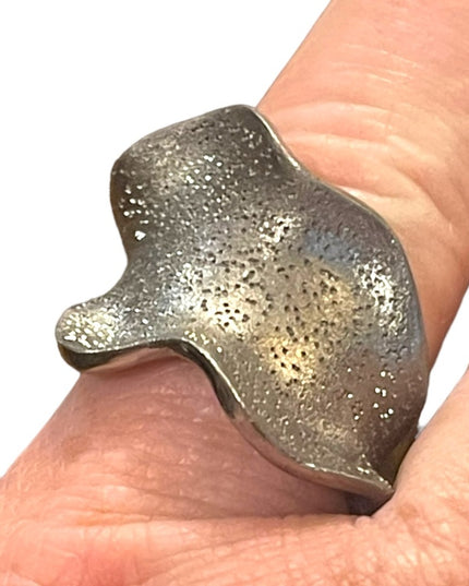 Stunning black oxidized Charles Garnier Ruffled modernist ring