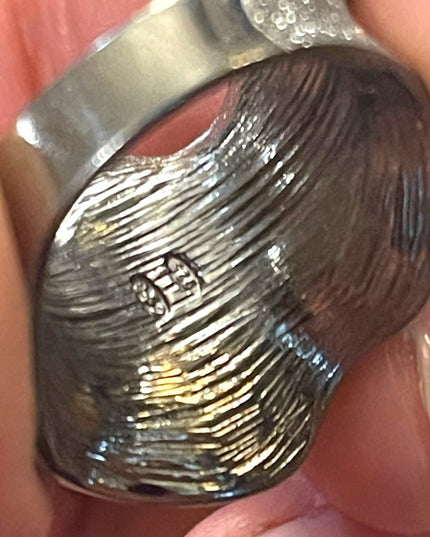 Stunning black oxidized Charles Garnier Ruffled modernist ring