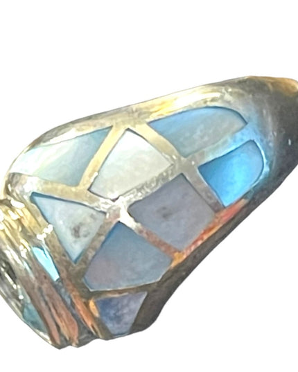 Sterling silver MOP 925 Topaz Mosaic fancy designer ring