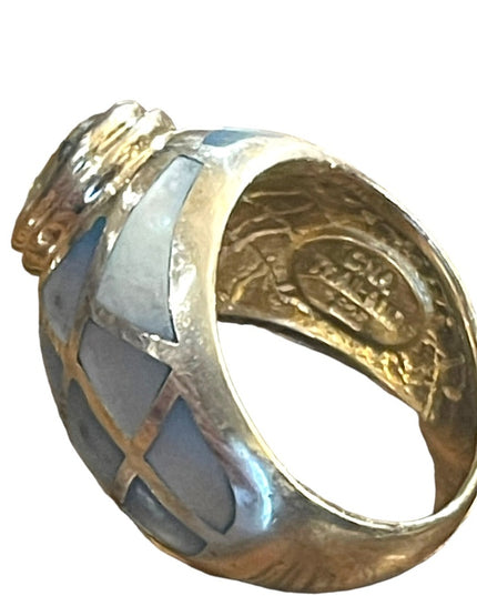 Sterling silver MOP 925 Topaz Mosaic fancy designer ring