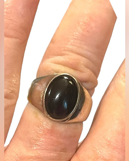 Vintage Sterling silver black onyx 925 dome ring Mexico