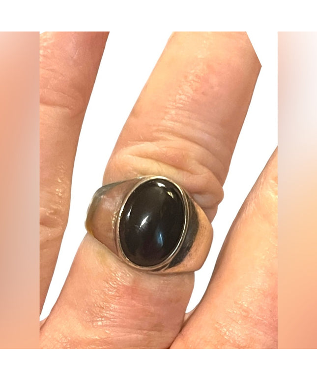 Vintage Sterling silver black onyx 925 dome ring Mexico