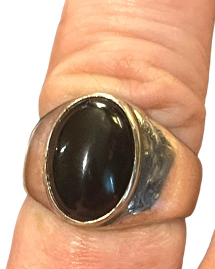 Vintage Sterling silver black onyx 925 dome ring Mexico