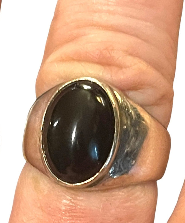 Vintage Sterling silver black onyx 925 dome ring Mexico