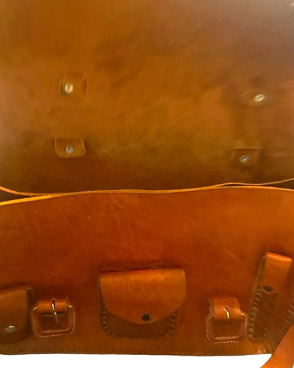 Vintage 1980s Southwestern Hammered Leather Bag briefcase crossbody book bag