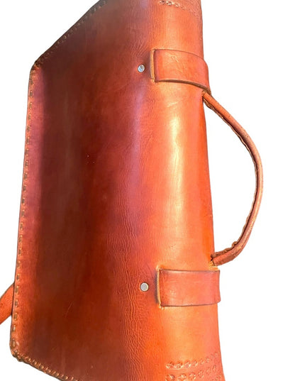 Vintage 1980s Southwestern Hammered Leather Bag briefcase crossbody book bag