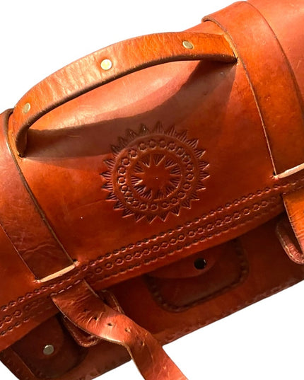Vintage 1980s Southwestern Hammered Leather Bag briefcase crossbody book bag