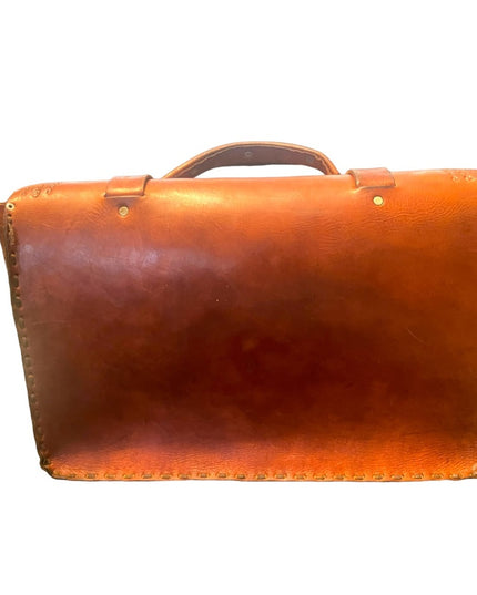 Vintage 1980s Southwestern Hammered Leather Bag briefcase crossbody book bag