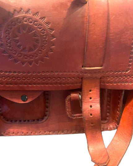 Vintage 1980s Southwestern Hammered Leather Bag briefcase crossbody book bag