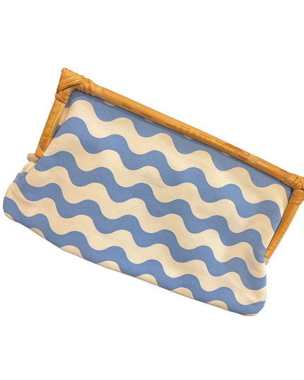 Donna dixon summer Clutch blue stripes waves cotton Nautical beach