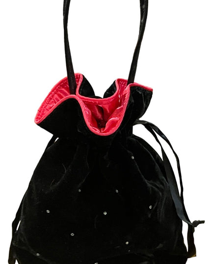 Victoria Secret black velvet with rhinestone evening bag wristlet
