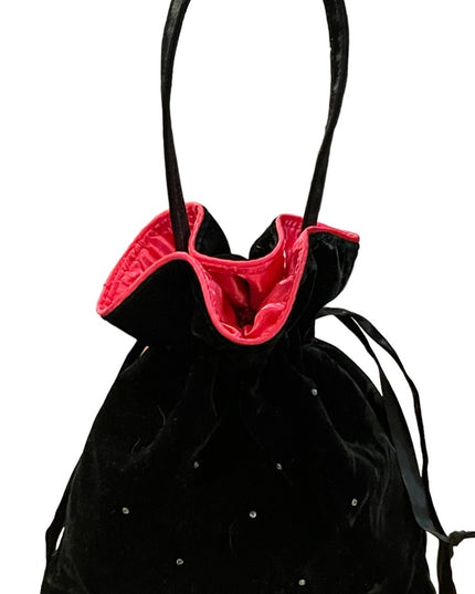 Victoria Secret black velvet with rhinestone evening bag wristlet