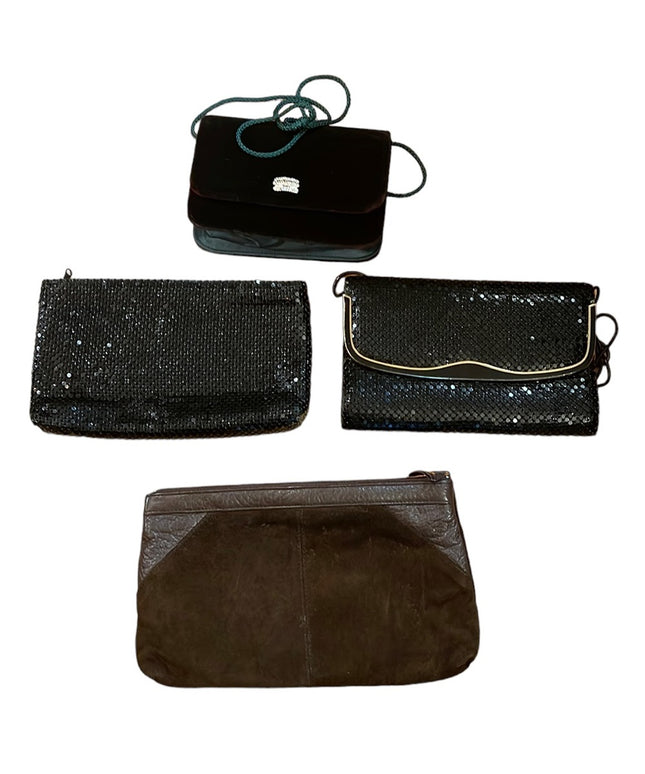 Lot of Vintage clutches Suede Whiting & Davis velvet chain mail