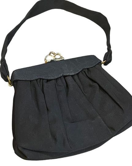 Vintage 1940s Mini wristlet sateen black