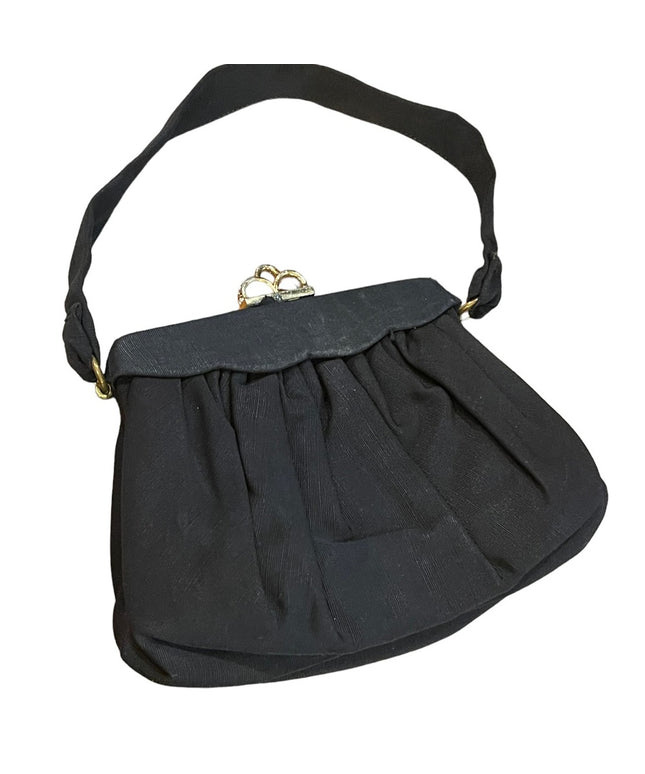 Vintage 1940s Mini wristlet sateen black