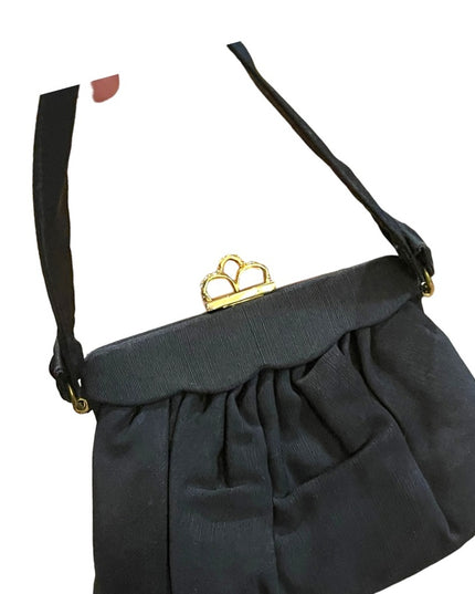 Vintage 1940s Mini wristlet sateen black