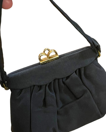 Vintage 1940s Mini wristlet sateen black