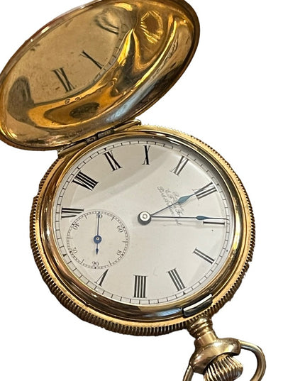 Antique 14k Gold filled REGINA by Omega Hunter pocket watch etched case