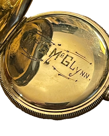 Antique 14k Gold filled REGINA by Omega Hunter pocket watch etched case