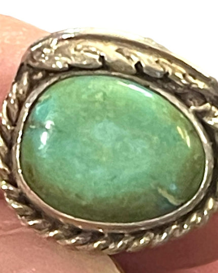 Fancy vintage turquoise sterling silver 925 southwestern feather Native Amer