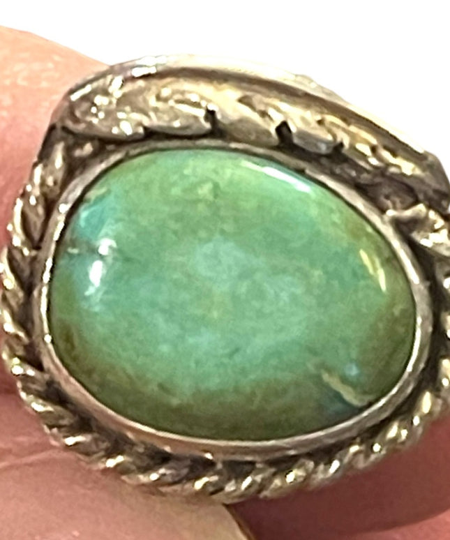 Fancy vintage turquoise sterling silver 925 southwestern feather Native Amer