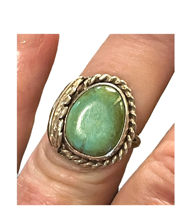 Fancy vintage turquoise sterling silver 925 southwestern feather Native Amer